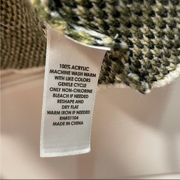 New Directions Cascade Open Front Sweater Vest Green White… - Picture 3 of 9